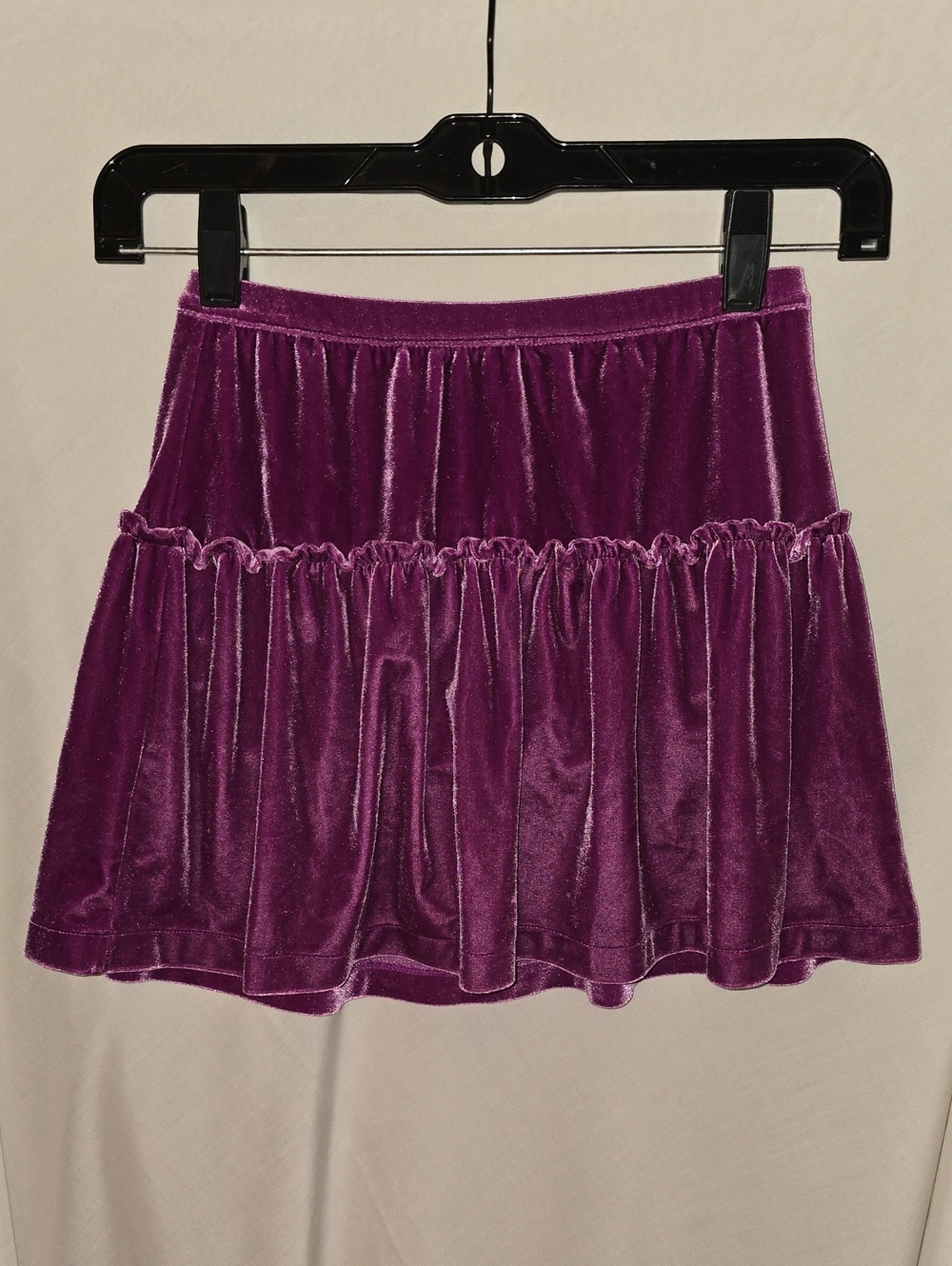 Lands' End Velvet Tiered Skirt in Plum